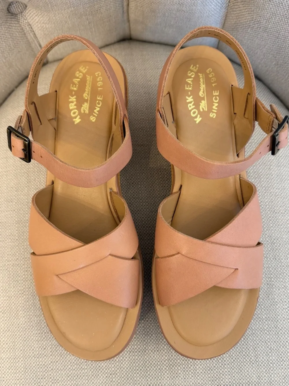 KORK EASE AVA CLASSIC Size 9 Tan Natural Vachetta Leather 3 inch Platform